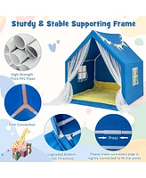 Slickblue 48 x 42 x 50 Inch Large Play Tent with Washable Cotton Mat Holiday Birthday Gift for Kids