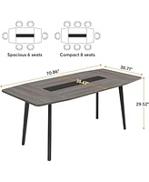 Tribesigns Dining Table for 6-8 People, 70.8 Inches Large Kitchen Table with Metal Legs, Wood Dining Room Table for Kitchen, Family Gathering