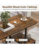 Costway Rustic Tv Console Table for 50" TVs Industrial Sofa Table with Open Storage Shelves