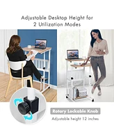 Costway Height Adjustable Computer Standing Desk w/wheels & Footrest