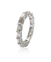 Suzy Levian New York Sterling Silver Cubic Zirconia Petite Baguette Eternity Band