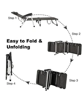 Inolait Beach Folding Chaise Lounge Recliner with 7 Adjustable Position