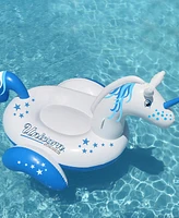 Swim Central 64" Inflatable Blue and White Giant Magical Unicorn Swimming Pool Ride-On Lounge