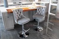Gray Swivel Velvet Bar Stools (Set of 2)