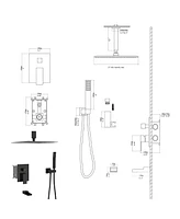 Streamdale Furniture 16" Rain Shower Head Systems With Waterfall Tub Spout, Oil Rubber Bronze, Ceiling Mounted Shower - Oil