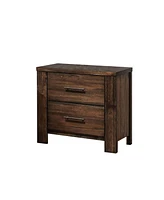 Streamdale Furniture Wood Nightstand With 2 Drawers In Brown