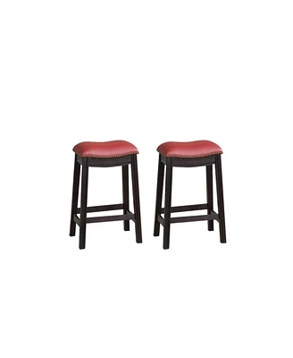 Simplie Fun Burgundy Pu Upholstery Counter Stool, Set Of 2