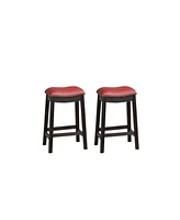 Simplie Fun Burgundy Pu Upholstery Counter Stool, Set Of 2