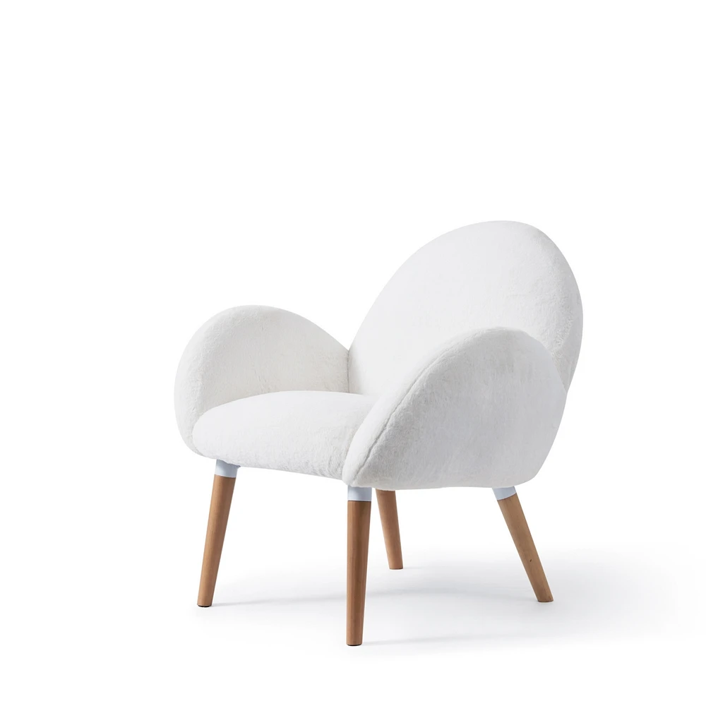Pure Solid Wood Beech Frame Imitation Lamb Fabric Sofa Chair, Suitable For Living Room And Hotel