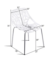 Set of 6 Accent Armless Modern Dining Chairs with Plastic Feet Pads
