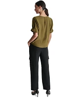 Dkny Women's Puff-Sleeve Pleated Blouse
