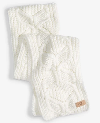 Ugg Rib Edge & Logo Patch Solid Cable Knit Scarf