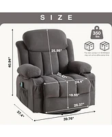 Streamdale Furniture Reclining Massage Heated Sofa with Usb, Cup Holders (Grey)