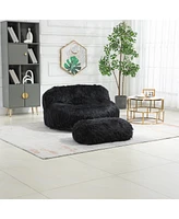 Simplie Fun Faux Fur Bean Bag Chair: Durable Comfort for Adults & Kids