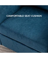 Streamdale Furniture Navy Blue Swivel Armchair with Comfortable Linen Fabric