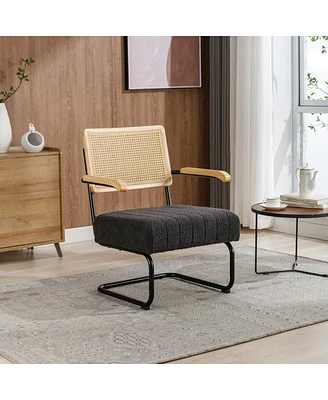 Simplie Fun Modern Industrial Accent Chair with Metal Frame, High-Density Soft Single Chair for Living Room or Bedroom