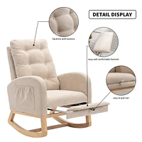High Back Accent Rocking Chair with Footrest