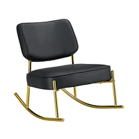 Pu Rocking Chair with Cushioned Seat and Gold Legs