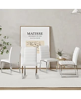 Simplie Fun 4 White Dining Chairs with High Backrests