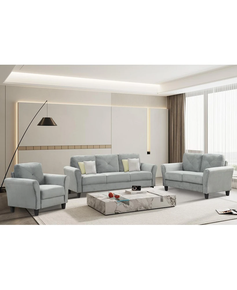 Simplie Fun Jiumi Fashion Living Room Three Piece Sofa Set, Living Room Set