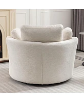 Cozy Oversized Swivel Chair with Pillows for Living Room