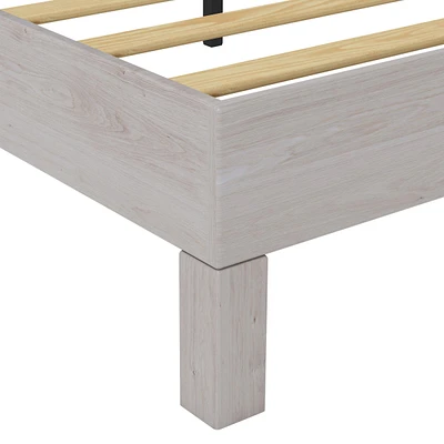 Simplie Fun Wood King Bed Frame with Upholstered Headboard, No Box Spring Needed