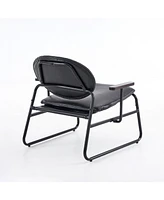 Simplie Fun Black Faux Leather Accent Chairs, Metal Frame,