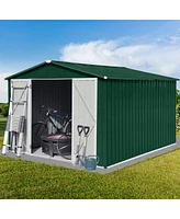 Streamdale Furniture Metal Garden Sheds 10FT×8FT Outdoor Storage Sheds Green + White