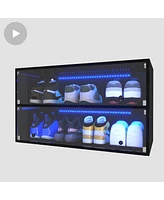 Simplie Fun Shoe Storage Solutions with Led and Glass Door