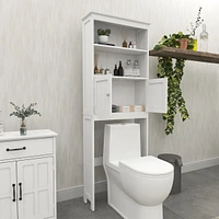 Over The Toilet Rack 2 - Tier Toilet Bathroom Spacesaver Storage Shelf With 2 Doors Wood Storage