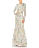 Women's Floral Embroidered Lace Trumpet Gown