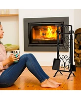 Sugift 5 Piece Wrought Iron Fireplace Tools with Decor Holder