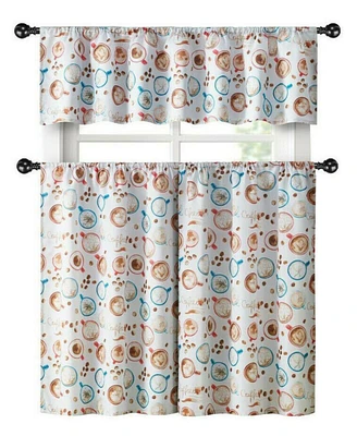 Kate Aurora Coffee Brew Complete 3 Piece Complete CafA Kitchen Curtain Tier & Valance Set - 56 in. W x 15 in. L, Blue