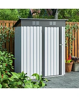 Simplie Fun 5x3 Ft Metal Outdoor Storage Shed with Lockable Doors