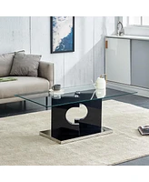 Streamdale Furniture Modern coffee table with tempered glass top and black legs