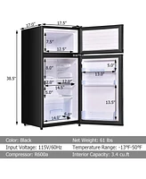 Sugift 2 Doors Cold-rolled Sheet Compact Refrigerator