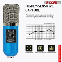 5 Core Recording Microphone Podcast Bundle • Professional Condenser Cardioid Mic Kit • w Desk Stand - Rm 7 Blu