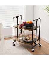 Slickblue Folding Rolling Cart with Metal Frame-2-Tier