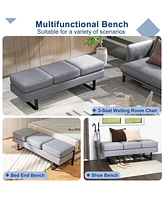 Costway Waiting Room Bench Seating with Metal Frame Leg Upholstered Reception Bench