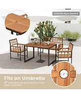 Costway 4 Piece Patio Dining Set Outdoor Wood Dining Furniture with 2 Chairs & 1 Lovesea