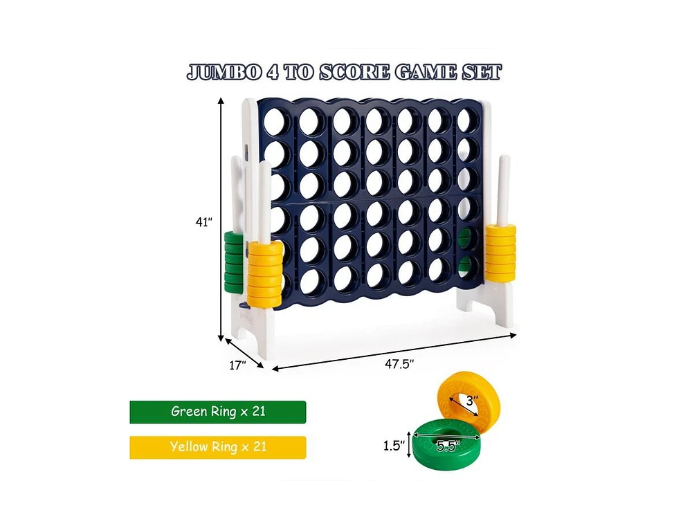 Slickblue 3.5 Feet Tall Jumbo 4 to Score Giant Game Set with 42 Rings