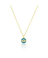 Etoielle Yellow Gold Tone Enamel and Cz Evil Eye Necklace