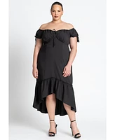 Eloquii Plus Off The Shoulder Shirred Dress