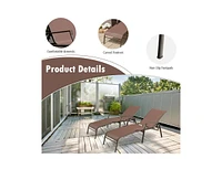 Slickblue 2 Pieces Patio Folding Chaise Lounge Chair Set with Adjustable Back-Brown