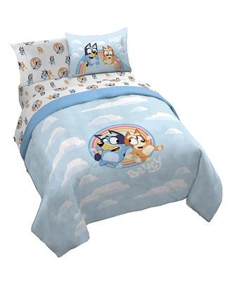 Saturday Park Bluey Rainbow the Clouds 100% Organic Cotton Queen Bed Set