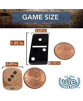We Games Mini Double 6 Dominoes, Dice and Card Travel Game