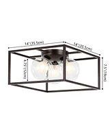 Jonathan Y Kyle 14" 3-Light Modern Farmhouse Metal/Iron Open-Caged Led Flush Mount, Oil Rubbed Bronze