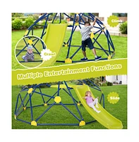 Slickblue Kids Climbing Dome with Slide and Fabric Cushion for Garden Yard