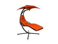 Slickblue Hanging Stand Chaise Lounger Swing Chair with Pillow