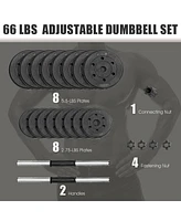 Slickblue 66 Lbs Fitness Dumbbell Weight Set with Adjustable Weight Plates and Handle